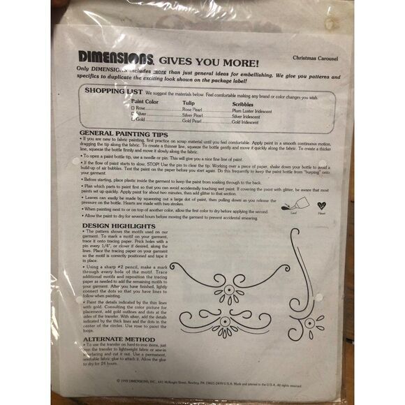 Vintage Dimensions Iron-On Fashion Transfer #80042 Christmas Carousel by Toni Ba - Picture 4 of 6